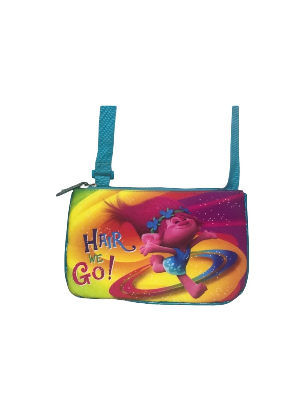 Trolls Purse Hair We Go! Crossbody Bag aqua blue with pink